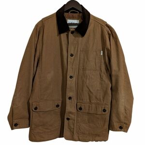 Orvis Heritage Cotton Canvas Chore Coat Quilted Lined Tan Corduroy Collar Sz L